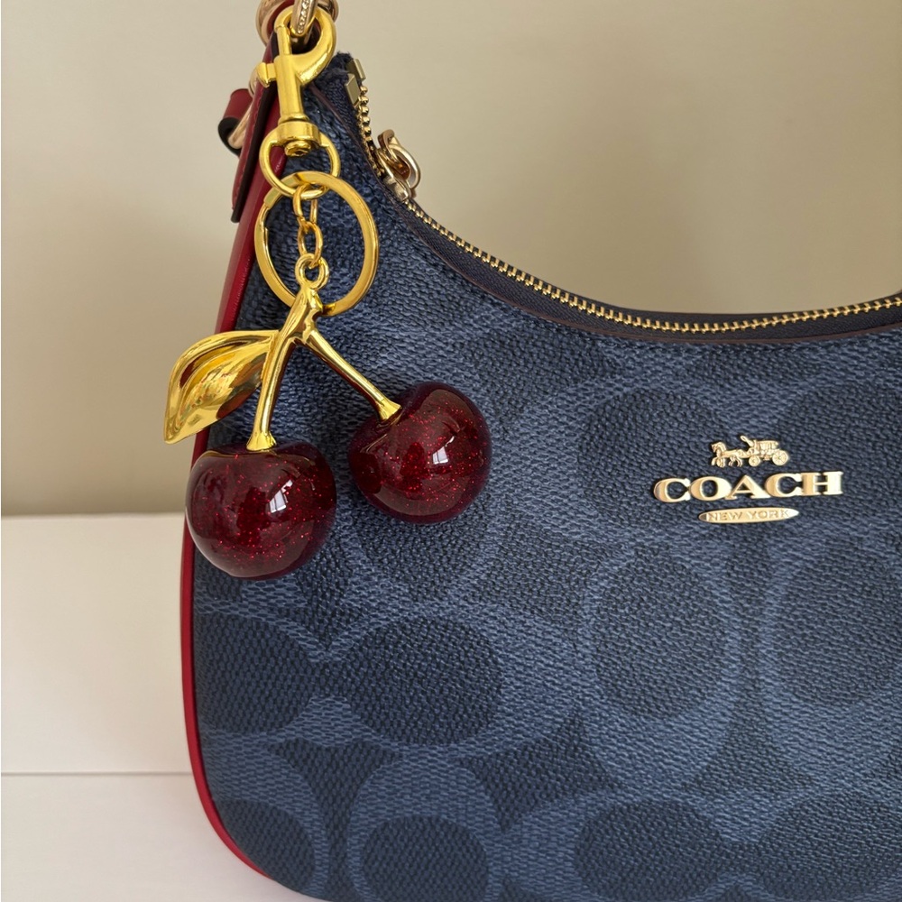 ☀️Cherry 🍒 Bag Charm/Keychain with Gold Accents - Picture 2 of 3